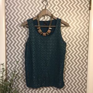 Ann Taylor Blue Lace Lined Tank, Small